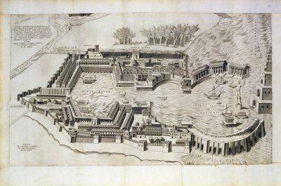 アーティストによって刻まれたオスティアアンティカ港の計画、1554年 作： Giulio de Musi